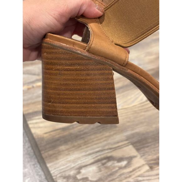 Sorel Nadia Sandal Camel Leather Block Heel - Picture 12 of 12